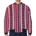 Pink And Purple Southwestern Print Zip Sleeve Bomber Jacket