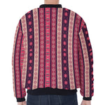 Pink And Purple Southwestern Print Zip Sleeve Bomber Jacket