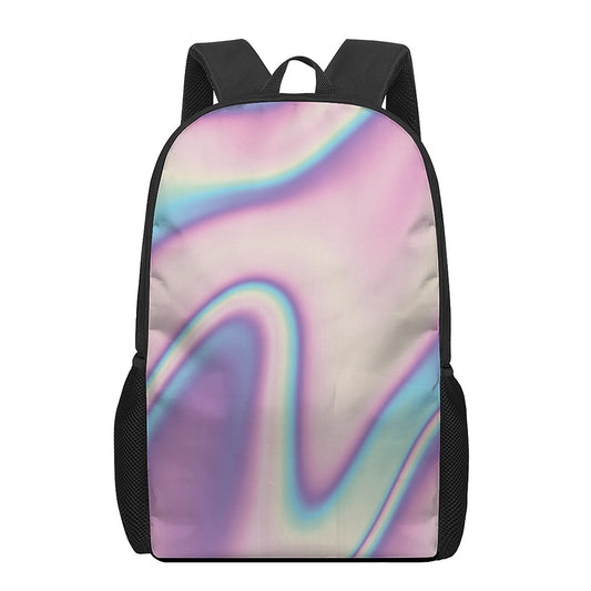 Pink And Teal Holographic Print 17 Inch Backpack