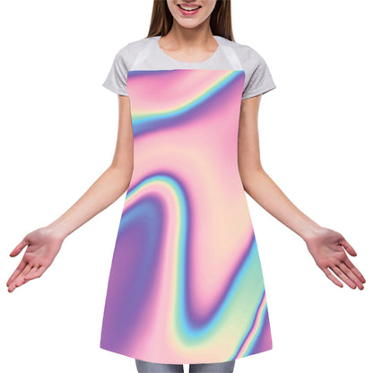Pink And Teal Holographic Print Adjustable Apron
