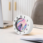 Pink And Teal Holographic Print Alarm Clock