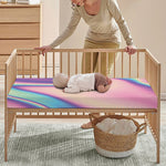 Pink And Teal Holographic Print Baby Crib Sheet