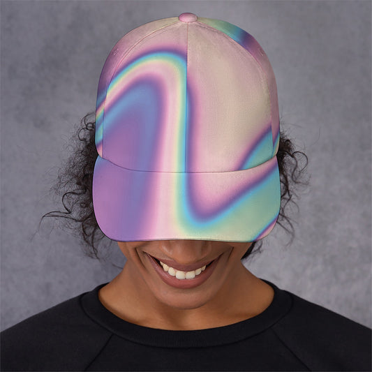 Pink And Teal Holographic Print Baseball Cap
