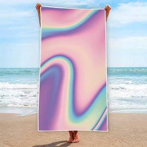 Pink And Teal Holographic Print Beach Towel