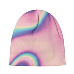 Pink And Teal Holographic Print Beanie