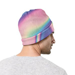 Pink And Teal Holographic Print Beanie