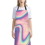 Pink And Teal Holographic Print Bib Apron With Pocket