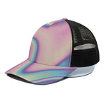 Pink And Teal Holographic Print Black Mesh Trucker Cap