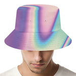 Pink And Teal Holographic Print Bucket Hat