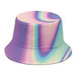 Pink And Teal Holographic Print Bucket Hat
