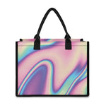 Pink And Teal Holographic Print Canvas Tote Bag