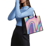 Pink And Teal Holographic Print Canvas Tote Bag