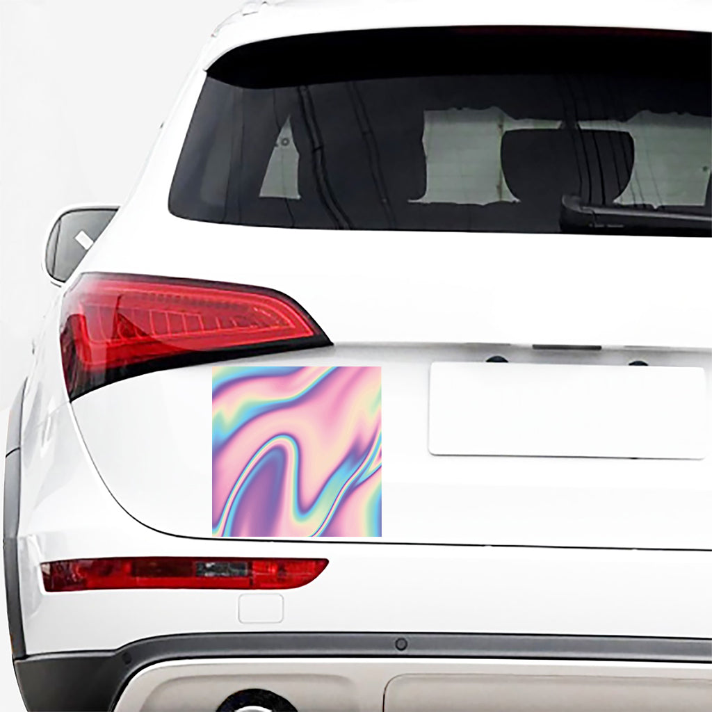 Pink And Teal Holographic Print Car Sticker