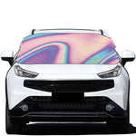 Pink And Teal Holographic Print Car Windshield Snow Cover