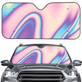 Pink And Teal Holographic Print Car Windshield Sun Shade
