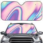 Pink And Teal Holographic Print Car Windshield Sun Shade