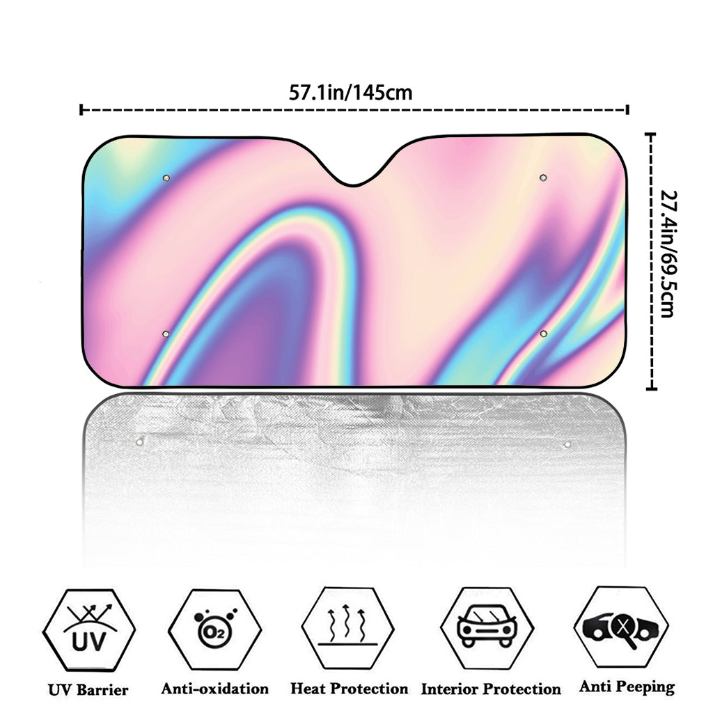 Pink And Teal Holographic Print Car Windshield Sun Shade