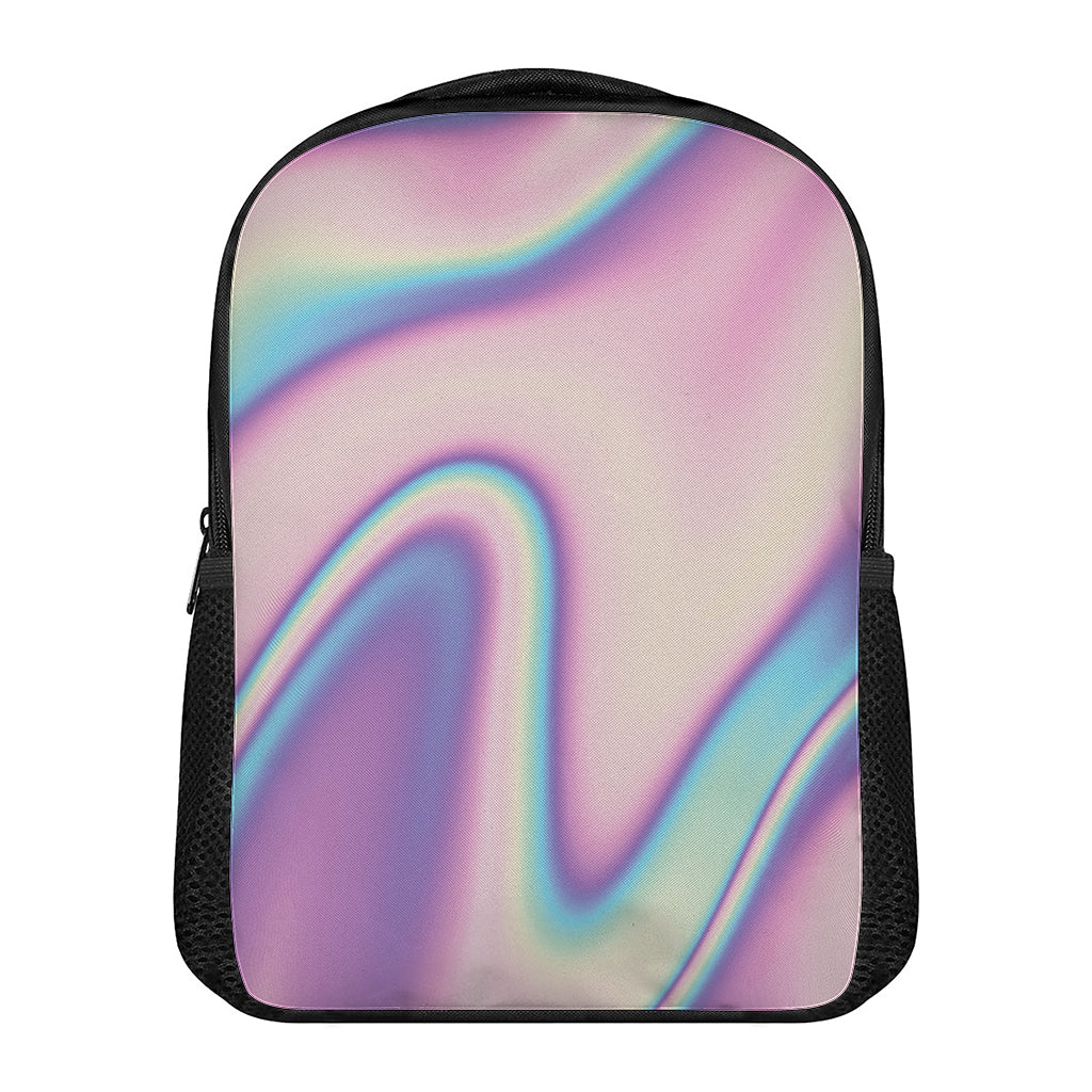 Pink And Teal Holographic Print Casual Backpack