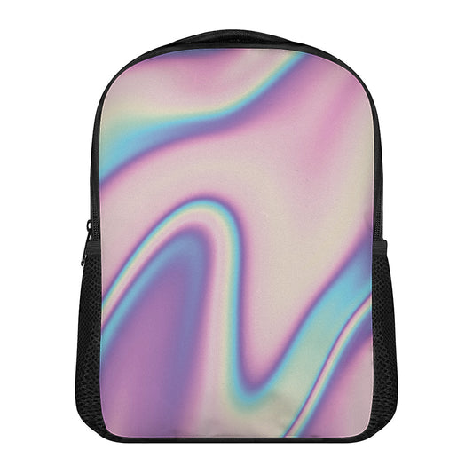 Pink And Teal Holographic Print Casual Backpack