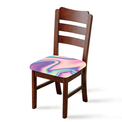 Pink And Teal Holographic Print Chair Cushion Cover
