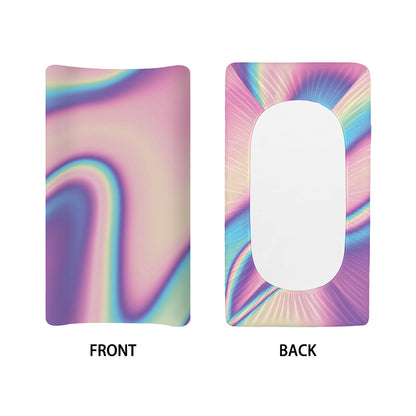 Pink And Teal Holographic Print Changing Pad Cover