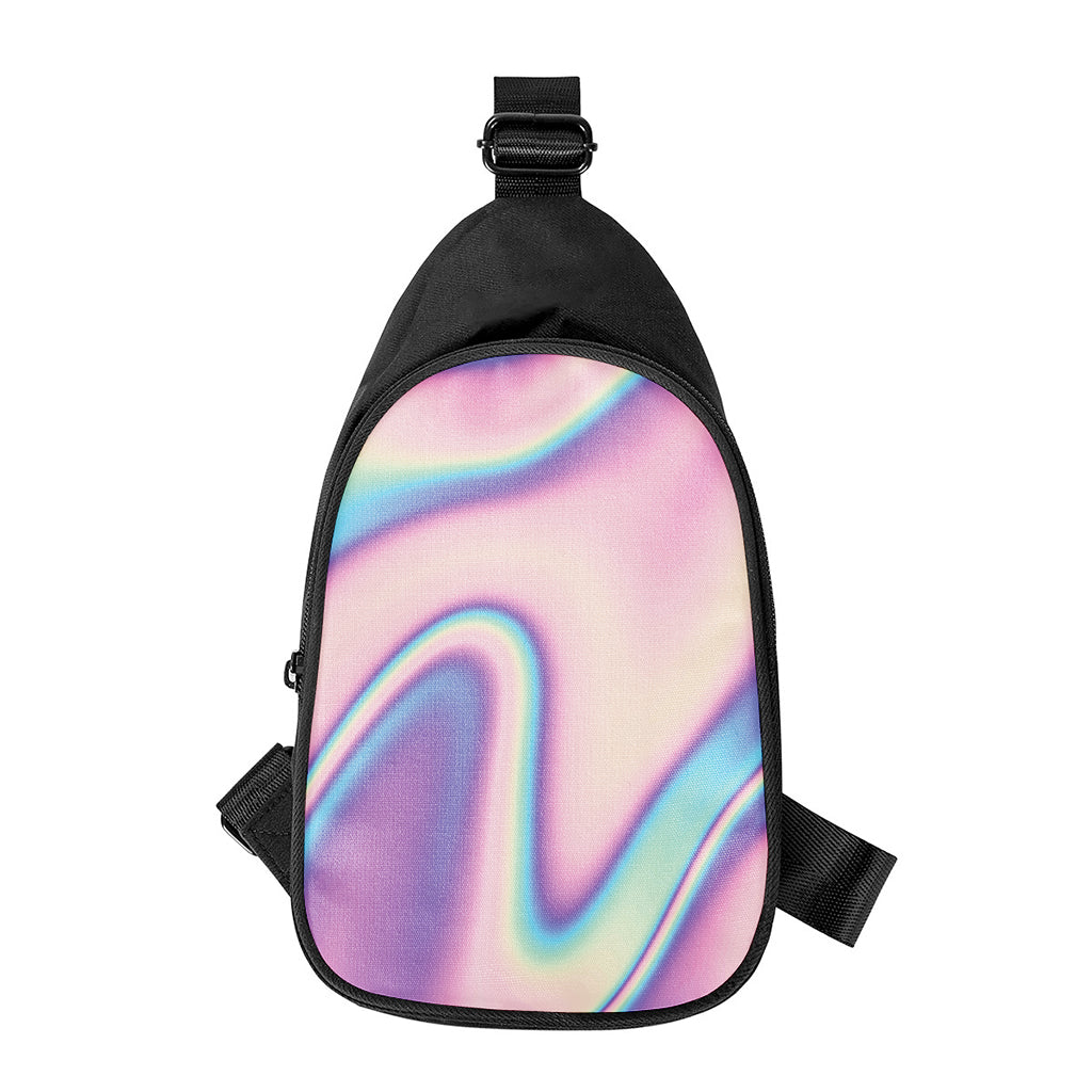 Pink And Teal Holographic Print Chest Bag