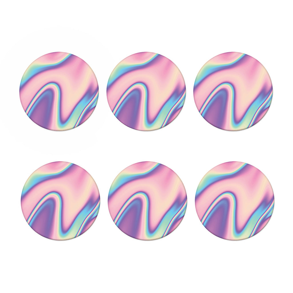 Pink And Teal Holographic Print Coaster Set