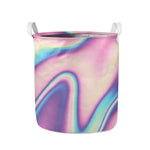 Pink And Teal Holographic Print Collapsible Laundry Basket