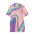 Pink And Teal Holographic Print Cotton Hawaiian Shirt