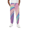 Pink And Teal Holographic Print Cotton Sweatpants