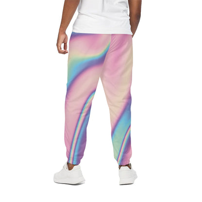 Pink And Teal Holographic Print Cotton Pants
