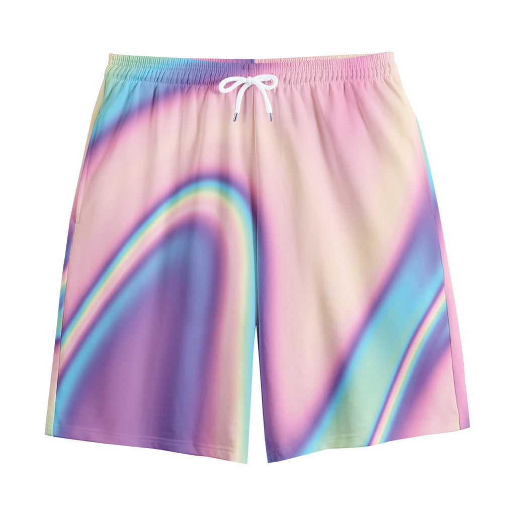 Pink And Teal Holographic Print Cotton Shorts