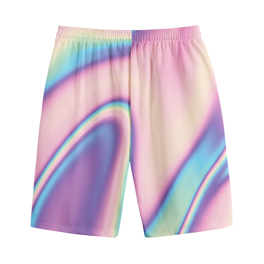 Pink And Teal Holographic Print Cotton Shorts