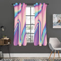 Pink And Teal Holographic Print Grommet Curtain Panels