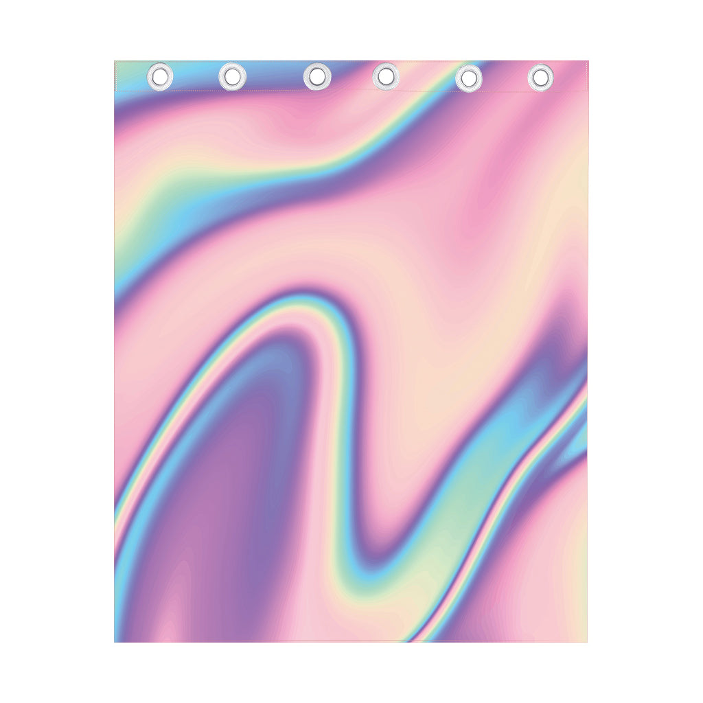 Pink And Teal Holographic Print Curtain