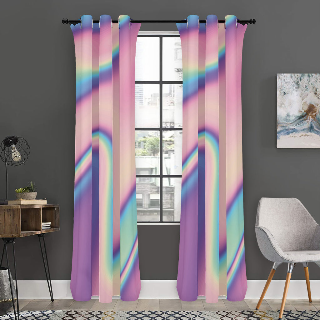 Pink And Teal Holographic Print Curtain