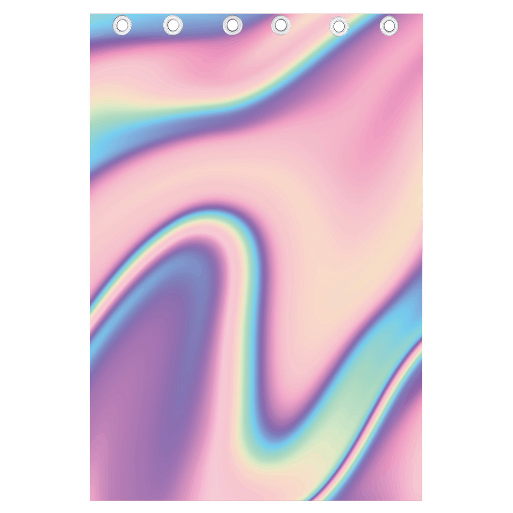 Pink And Teal Holographic Print Curtain