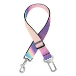 Pink And Teal Holographic Print Dog Seat Belt