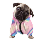 Pink And Teal Holographic Print Dog Zip Up Hoodie