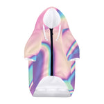 Pink And Teal Holographic Print Dog Zip Up Hoodie
