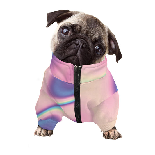 Pink And Teal Holographic Print Dog Zip Up Jacket