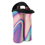 Pink And Teal Holographic Print Double Neoprene Wine Tote