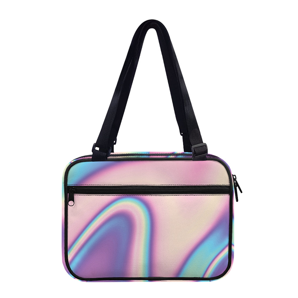 Pink And Teal Holographic Print Double Strap Bible Bag