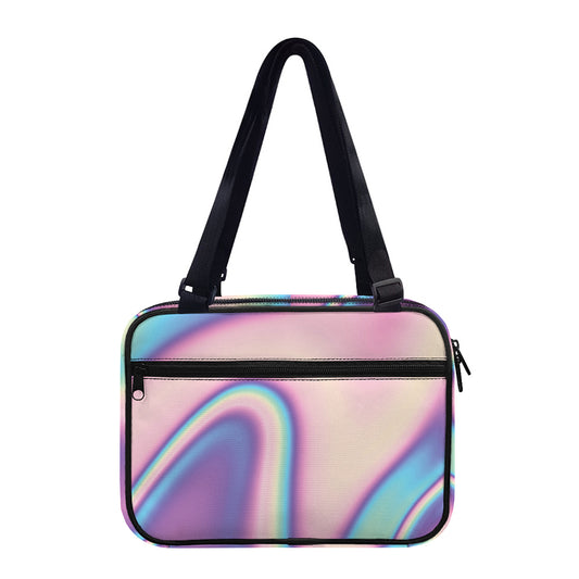Pink And Teal Holographic Print Double Strap Bible Bag