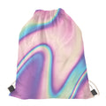 Pink And Teal Holographic Print Drawstring Bag