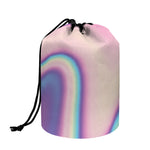 Pink And Teal Holographic Print Drawstring Makeup Bag