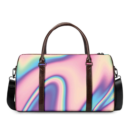 Pink And Teal Holographic Print Duffle Bag