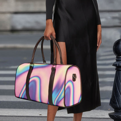 Pink And Teal Holographic Print Duffle Bag