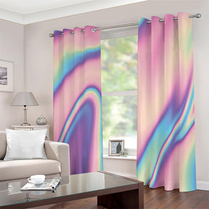 Pink And Teal Holographic Print Extra Wide Grommet Curtains