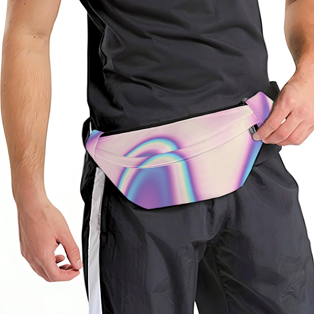 Pink And Teal Holographic Print Fanny Pack